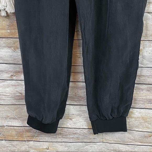 Alice + Olivia | ‘Dede’ Black Smocked Waistband Slinky Twill Cargo Jogger Pants - Picture 5 of 12